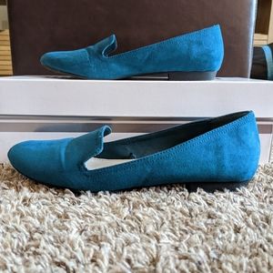 Forever 21, teal, faux suede loafers
